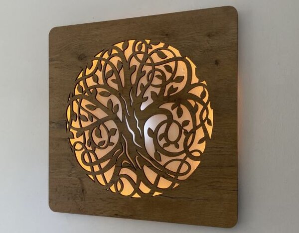 Obraz Strom života s led podsvietením na batériu (Led dizajnový obraz na stenu 42x42 cm)