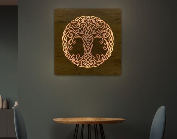 Obraz Keltský strom života s led podsvietením (Led dizajnový obraz na stenu 62x62 cm)