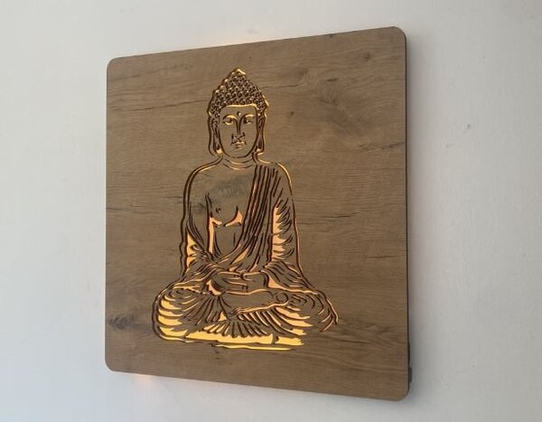 Svietiaci obraz Buddha (Led dizajnový obraz na stenu 62x62 cm)