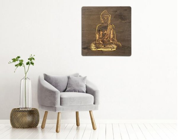Svietiaci obraz Buddha (Led dizajnový obraz na stenu 62x62 cm)
