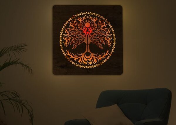 Obraz strom Život s led podsvietením (Led dizajnový obraz na stenu 62x62 cm)