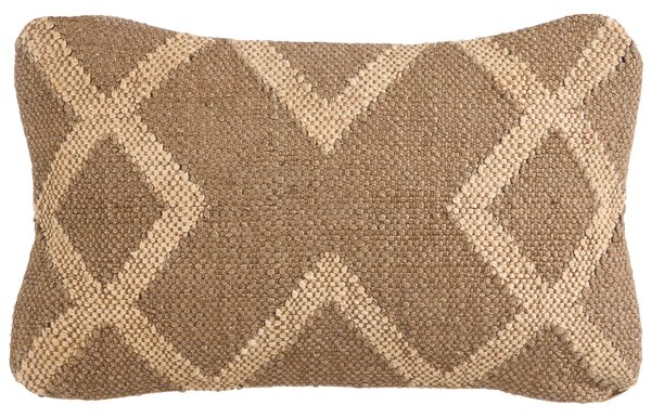Súprava 2 dekoratívnych vankúšov svetlohnedá a béžová juta a vlna 30 x 50 cm geometrický vzor obdĺžnikové vankúšiky