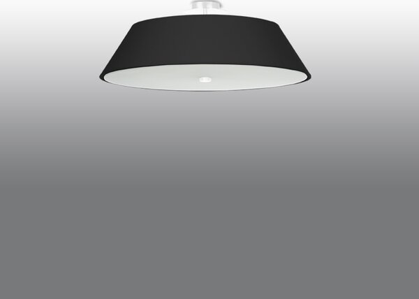 Stropné svietidlo Vega, 1x čierne textilné tienidlo, (biele sklo), (fi 60 cm)