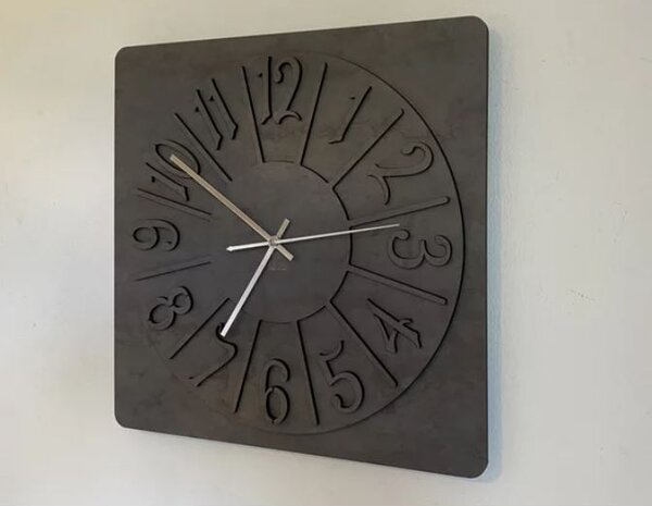 Drevené štvorcové hodiny Decor (Designové hodiny s tichým chodom 40x40 cm)