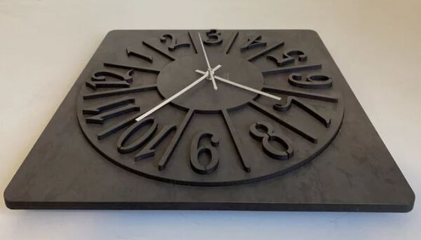 Drevené štvorcové hodiny Decor (Designové hodiny s tichým chodom 40x40 cm)
