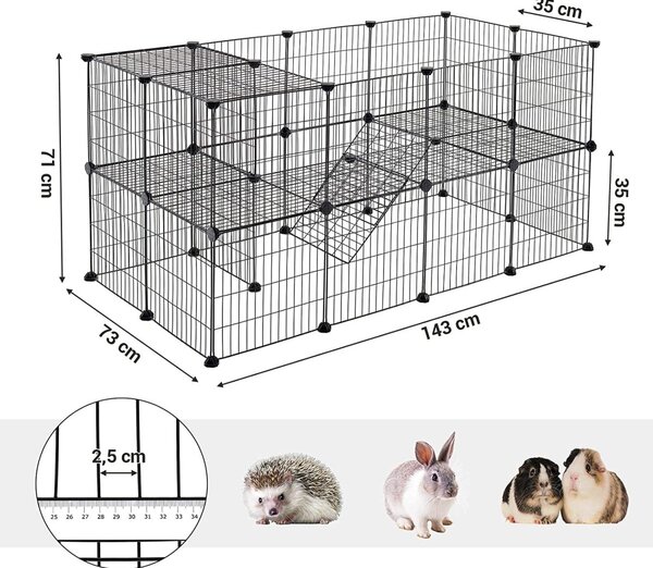Ohrádka pre malé zvieratá ANIMAL 143x73x71 cm, čierna