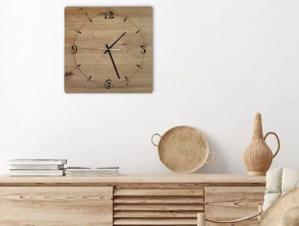 Drevené štvorcové hodiny Klasik (Designové hodiny s tichým chodom 40x40 cm)