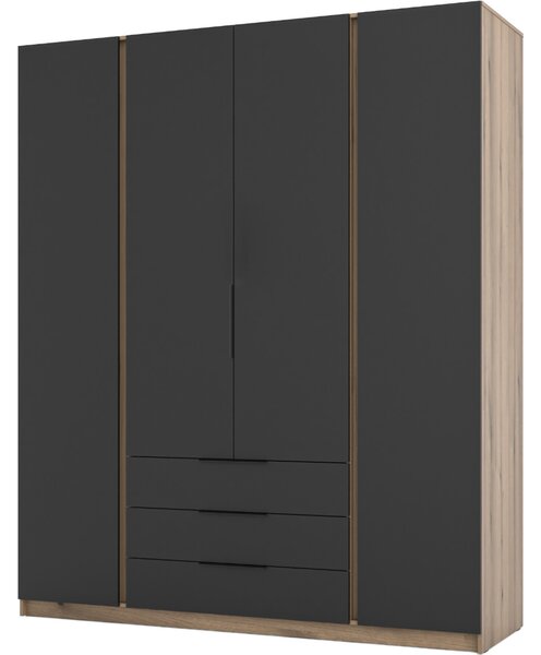 MEBLINE Skriňa 200cm so zásuvkami KAYA 01 dub evoke / čierna