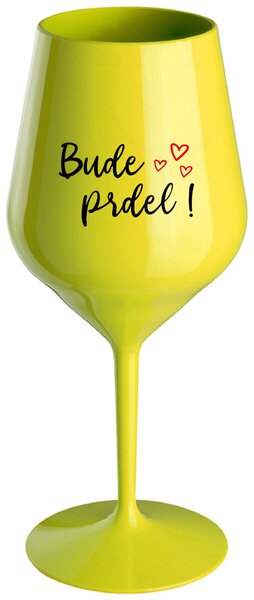 Žltý nerozbitný pohár na víno 470 ml - BUDE PRDEL!