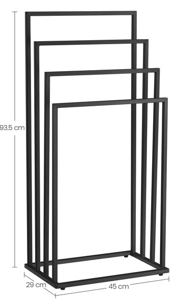 Stojan na uteráky LINESTRO kovový so 4 ramenami 93x45cm, čierny