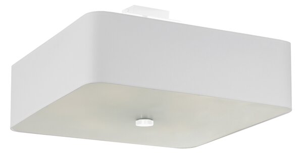 Stropné svietidlo Lokko, 1x biele textilné tienidlo, (biele sklo), (45 cm)