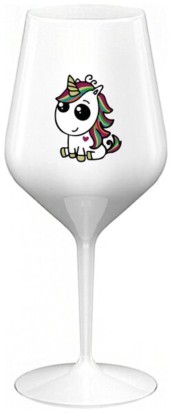 Biely nerozbitný pohár na víno 470 ml - DUHOVÝ JEDNOROŽEC