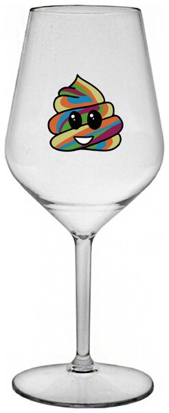 Priehľadný nerozbitný pohár na víno 470 ml - DUHOVÉ VESELÉ EE