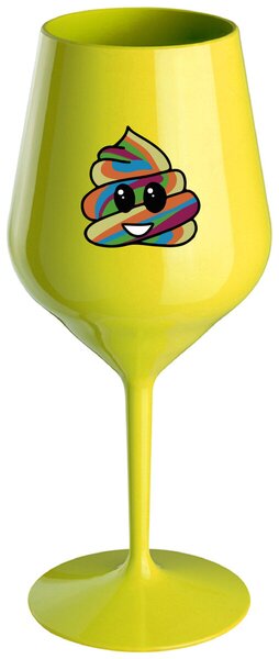 Žltý nerozbitný pohár na víno 470 ml - DUHOVÉ VESELÉ EE