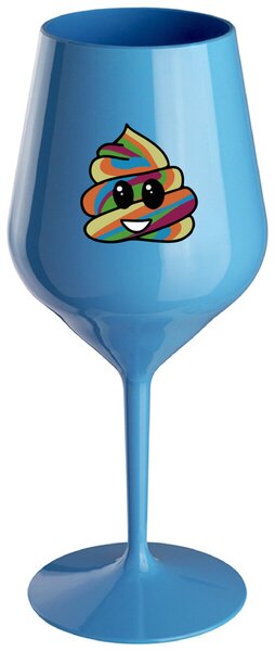 Modrý nerozbitný pohár na víno 470 ml - DUHOVÉ VESELÉ EE