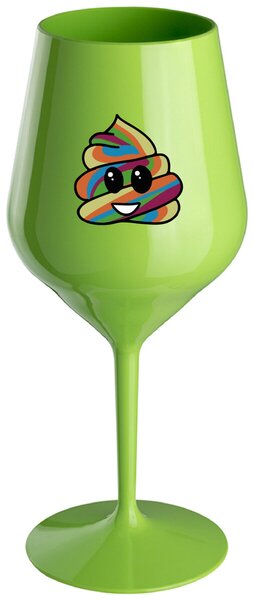 Zelený nerozbitný pohár na víno 470 ml - DUHOVÉ VESELÉ EE