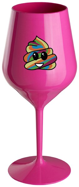 Růžový nerozbitný pohár na víno 470 ml - DUHOVÉ VESELÉ EE
