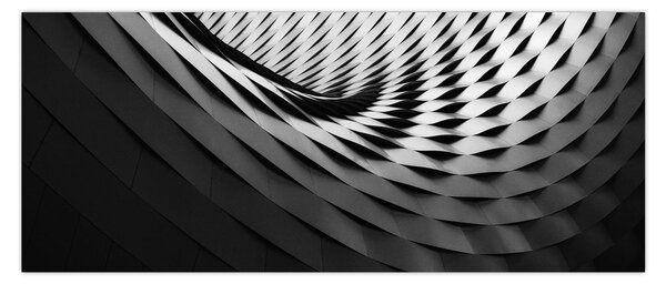 Abstraktný obraz - čiernobiela špirála (120x50 cm)