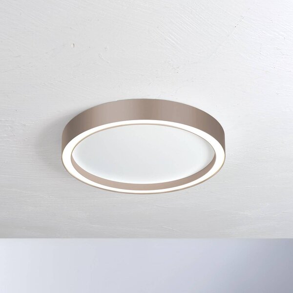 BOPP Stropné LED svetlo Bopp Aura, Ø 55 cm, biele/šedohnedé, Hnedá / hrdzavá, Obývacia izba / jedáleň, Hliník, Moderný, Závesné svietidlo