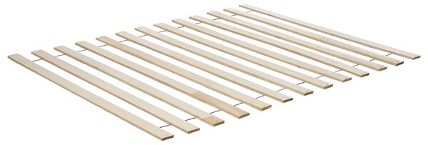 Posteľ tmavohnedá kaučukové drevo 120 x 200 cm dvojlôžko s lamelovým čelom a roštom minimalistický rustikálny štýl