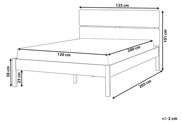 Posteľ tmavohnedá kaučukové drevo 120 x 200 cm dvojlôžko s lamelovým čelom a roštom minimalistický rustikálny štýl