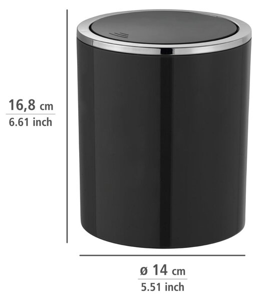 Čierny odpadkový kôš Wenko Inca, 2 l