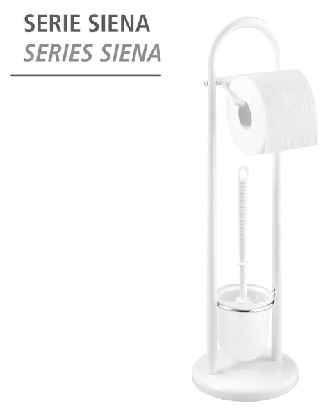 Biela toaletná kefa s držiakom na toaletný papier Wenko Siena