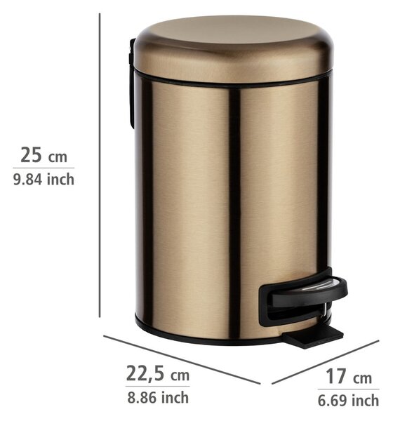 Pedálový odpadkový kôš v medenej farbe Wenko Leman, 3 l