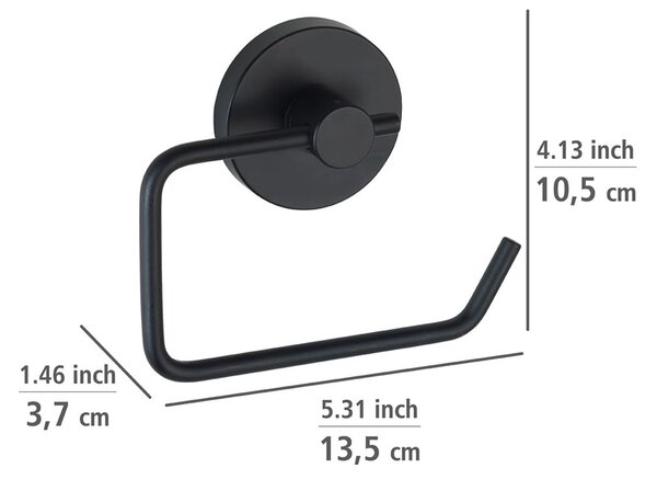 Čierny držiak na toaletný papier Wenko Vacuum-Loc® Milazzo