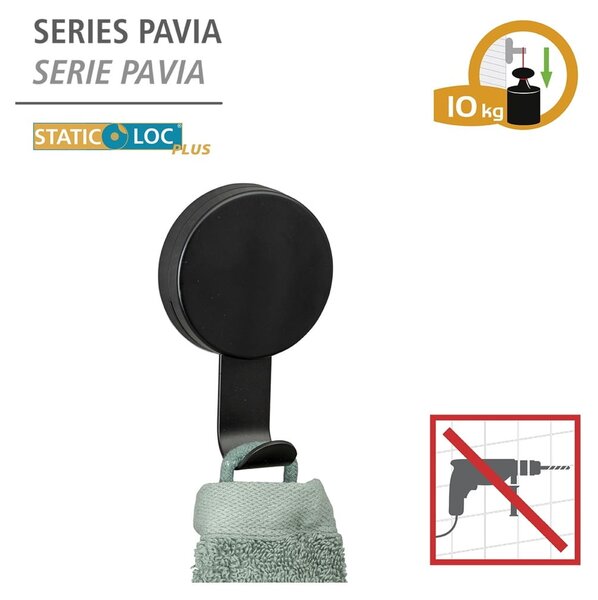 Súprava 2 čiernych háčikov na uterák Wenko Pavia