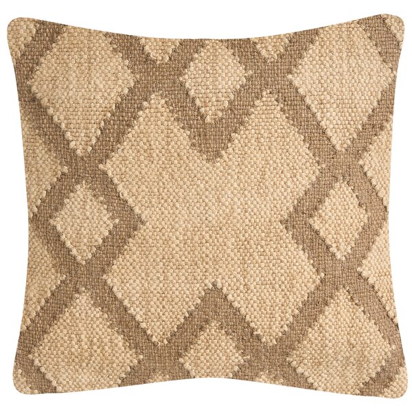 Súprava 2 dekoratívnych vankúšov béžová svetlohnedá juta a vlna 45 x 45 cm geometrický vzor štvorcové vankúšiky