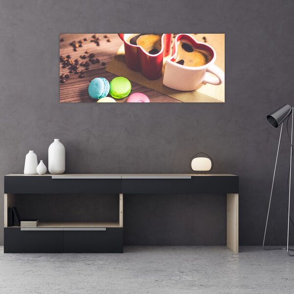 Obraz kávy a makronek (120x50 cm)