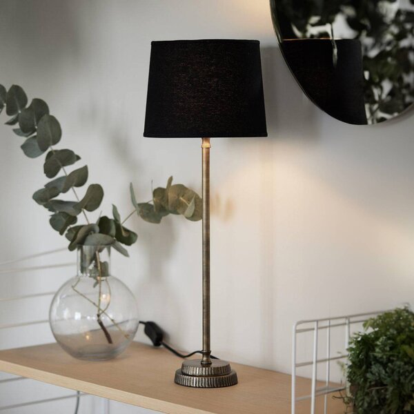 PR Home Stolná lampa Kent, čierna/mosadz, kónické tienidlo