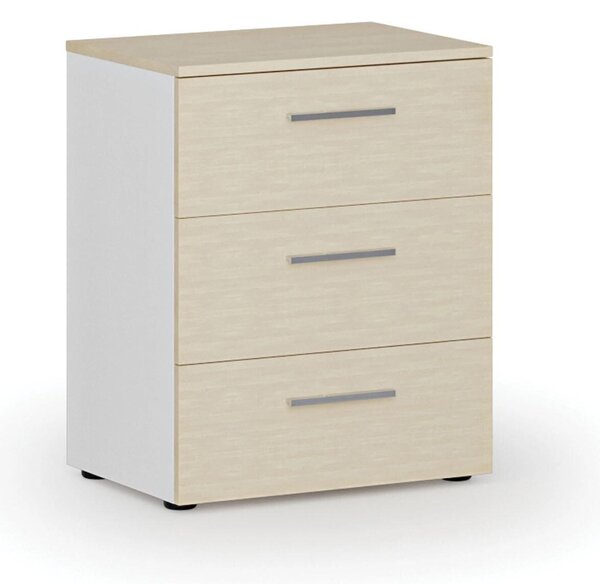 Kancelárska komoda k stolu PRIMO WHITE, 740 x 600 x 420 mm, biela/breza