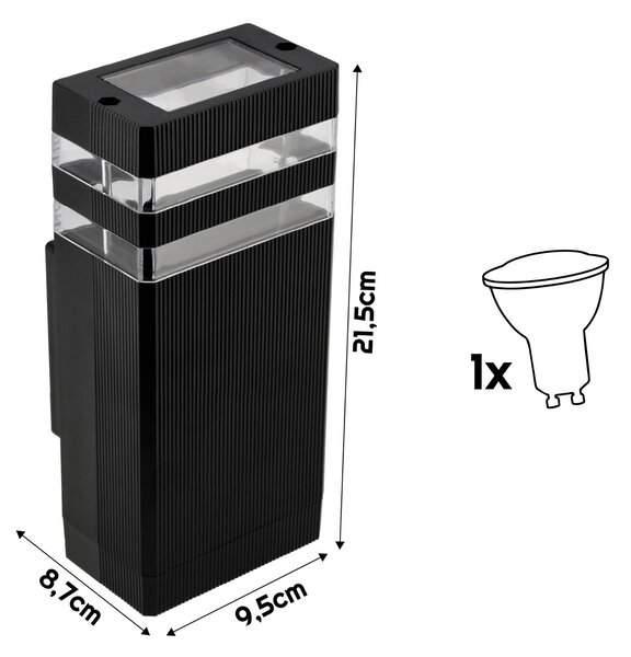 BERGE LED fasádne svietidlo 1xGU10 IP44 čierne