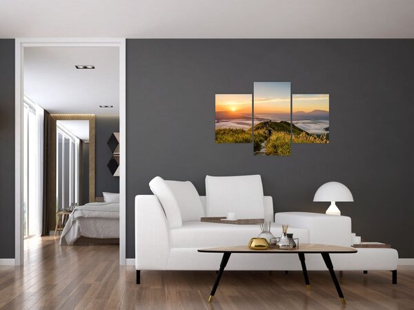 Obraz hory pri západe slnka (90x60 cm)