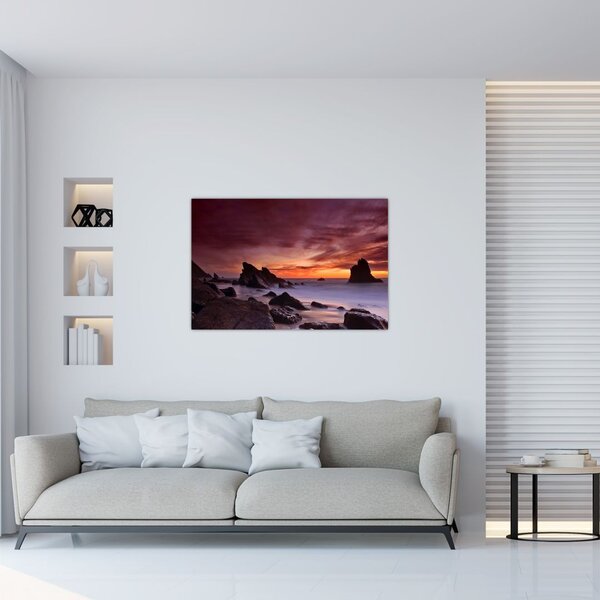 Obraz západu slnka na pobreží (90x60 cm)