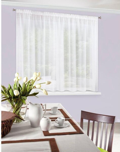 Biela voálová záclona na páske LUCIA 400x150 cm
