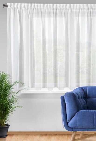 Biela voálová záclona na páske LUCIA 300x160 cm
