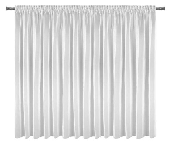 Biela záclona na páske ESEL vyrobená z hladkej lesklej látky 350x150 cm
