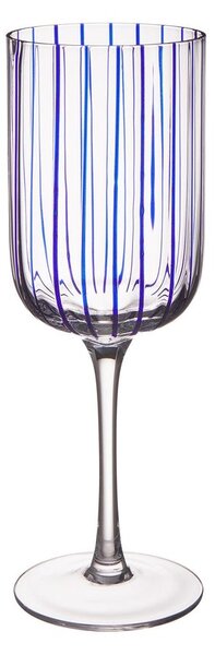 CHEERFUL Pohár na víno pruhovaný 380 ml - modrá