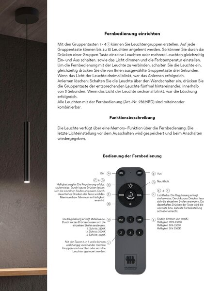 ZÁVESNÉ LED SVIETIDLO, 40/150 cm Musterring - Interiérové svietidlá