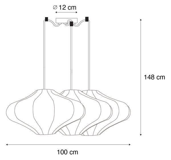 Inteligentné závesné svietidlo biele 50 cm 3-svetlá vrátane 3 Wifi G95 - Plu