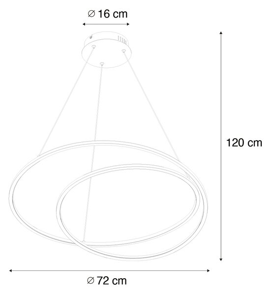 Dizajnové závesné svietidlo zlaté 72 cm vrátane LED 3-stupňovo stmievateľné - Rowan