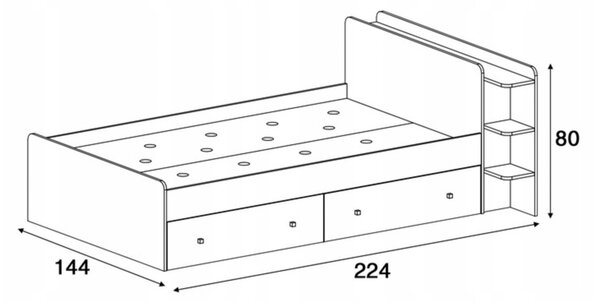 Detská posteľ s úložnými boxami Lotos 120x200 Rozmer: 120x200