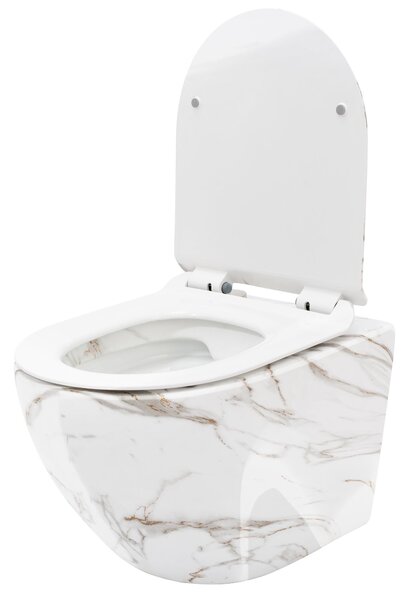 Rea Carlos Slim Lava Shiny, závesná WC misa Rimless 49,5x37x35,5 cm, imitácia kameňa, REA-C0536