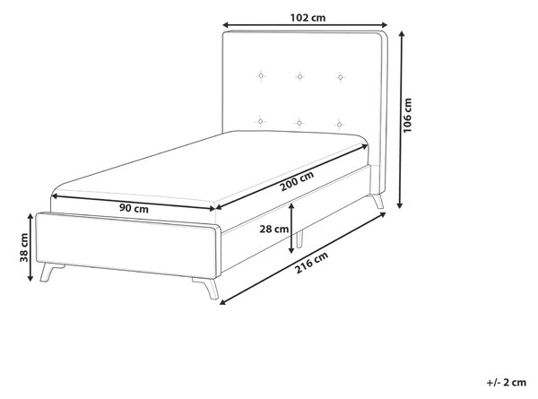 Posteľ béžová 90 x 200 cm čalúnený rám postele s čelom lamelový rošt drevené nohy moderný dizajn