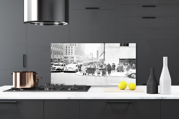 Sklenený obklad Do kuchyne Mesto história retro 120x60 cm