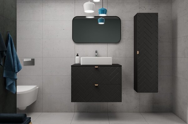 TREND čierny matný B80 závesná skrinka pod umývadlo 80 cm