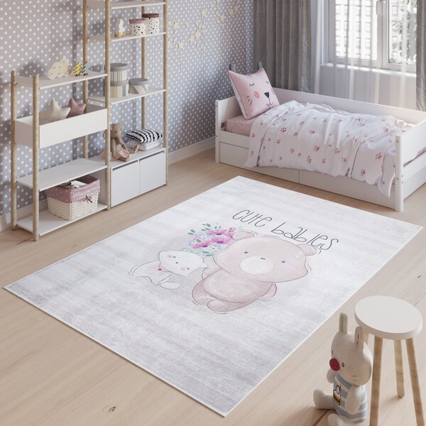 Detský koberec s motívom roztomilých zvieracích kamarátov Hnedá Šírka: 80 cm | Dĺžka: 150 cm